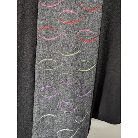Nicola Quilter Eyespy Colors Black Wool Blend Coat Women Size 4-6 Wearable Art - Picture 3 of 9